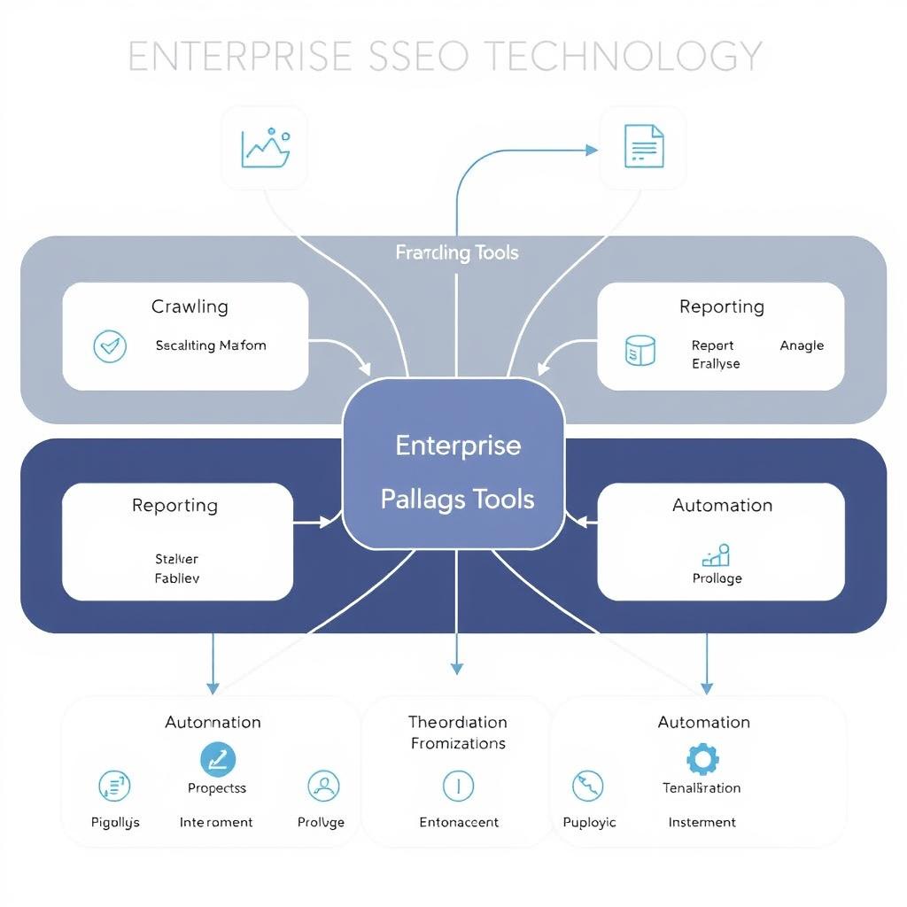 Enterprise SEO technology stack showing integrated tools and platforms Enterprise SEO technology stack showing integrated tools and platforms